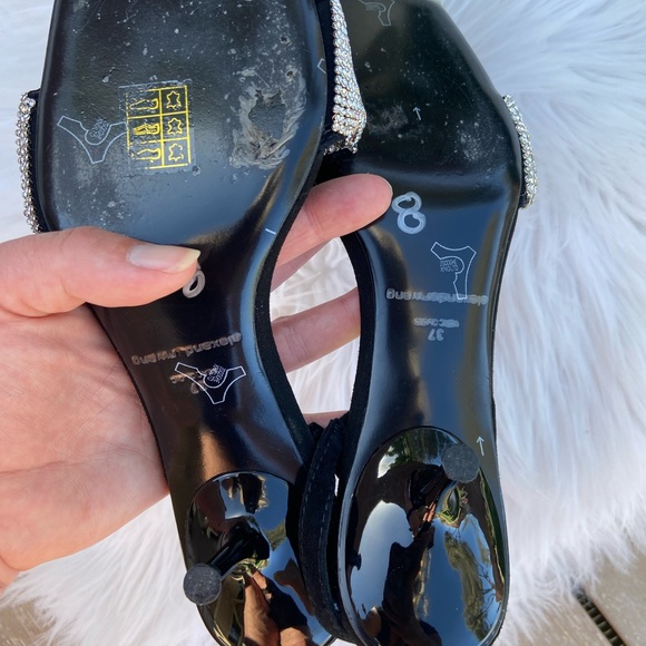 Alexander Wang Low Heel Black Suede Slingback with Rhinestones Size 37 - Picture 6 of 9